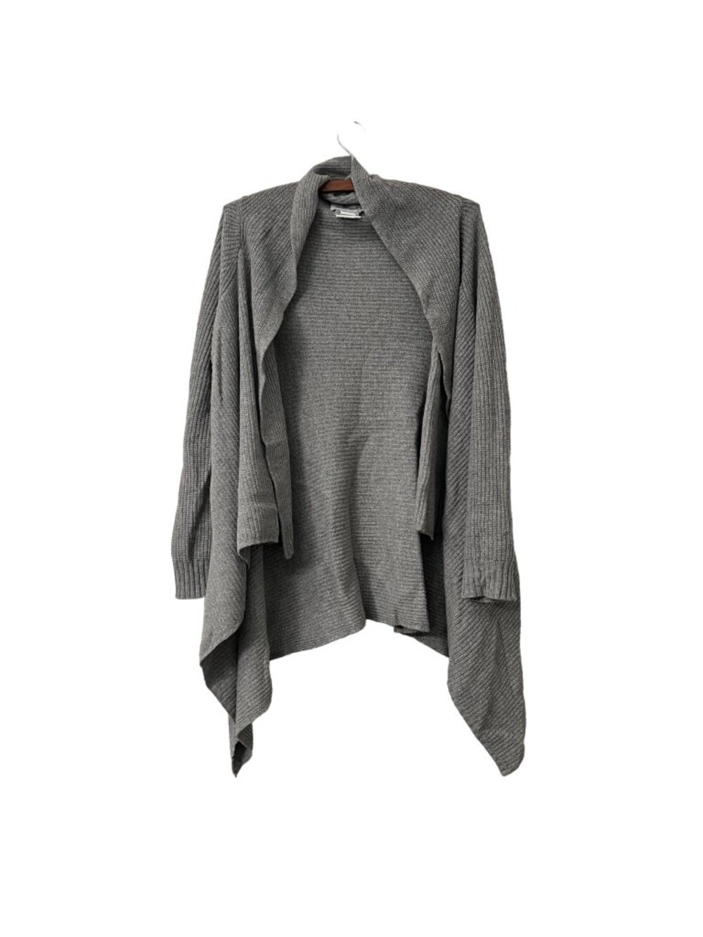 Vineyard Vines Gray Wool Cashmere Angora Blend Ribbed Waterfall Cardigan Size S